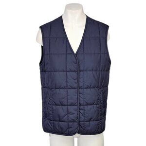 Kit and Ace Women's Quilted V-Neck Snap Button Vest - Navy, Size XS, Oversized